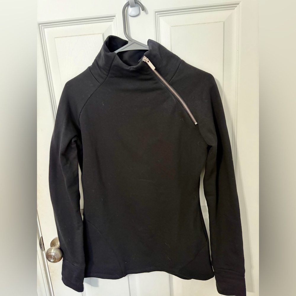 MARCELLA Black med Neck Sweater with asymmetric Zipper